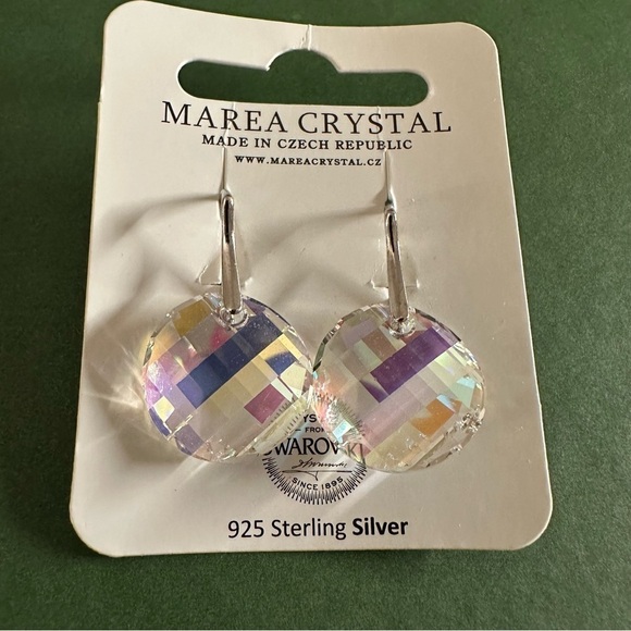Marea Crystal Sterling Silver Drop Earrings, Made in Czech Republic w/Swarovski - Picture 12 of 16